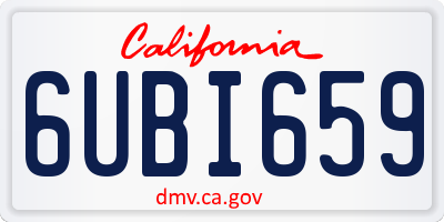 CA license plate 6UBI659