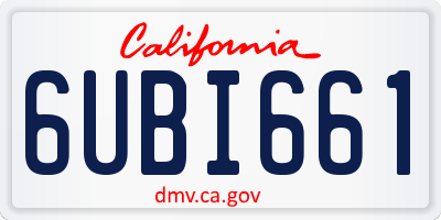 CA license plate 6UBI661