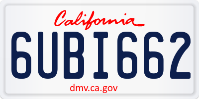 CA license plate 6UBI662