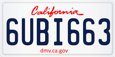 CA license plate 6UBI663