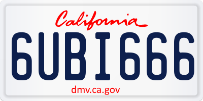 CA license plate 6UBI666