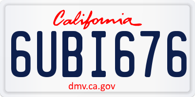 CA license plate 6UBI676