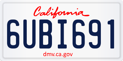 CA license plate 6UBI691