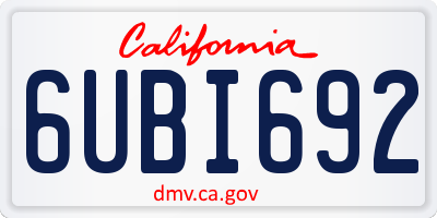 CA license plate 6UBI692