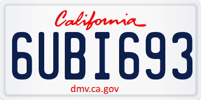 CA license plate 6UBI693