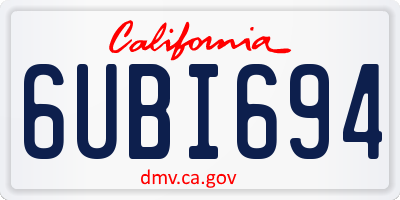 CA license plate 6UBI694