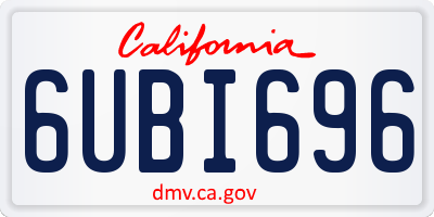 CA license plate 6UBI696