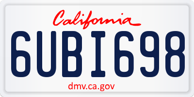 CA license plate 6UBI698