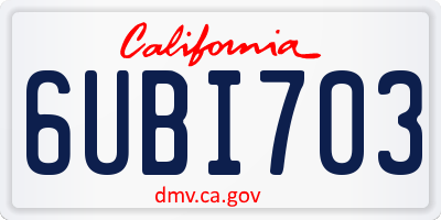 CA license plate 6UBI703