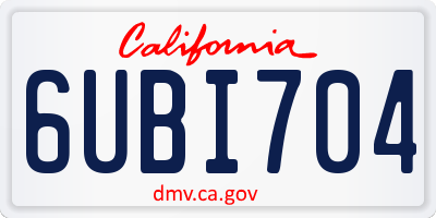 CA license plate 6UBI704