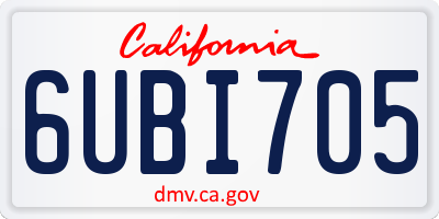 CA license plate 6UBI705