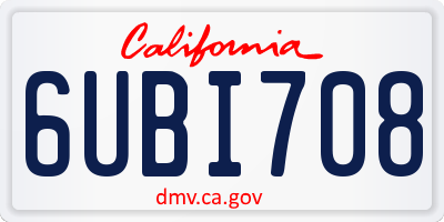 CA license plate 6UBI708