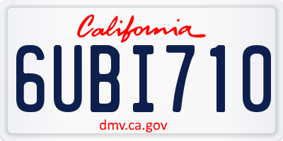 CA license plate 6UBI710