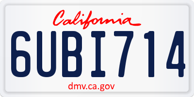 CA license plate 6UBI714