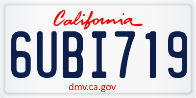 CA license plate 6UBI719