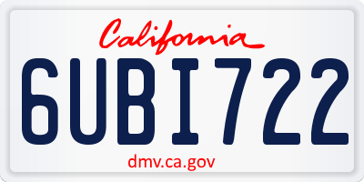 CA license plate 6UBI722