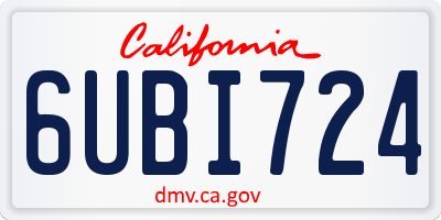 CA license plate 6UBI724