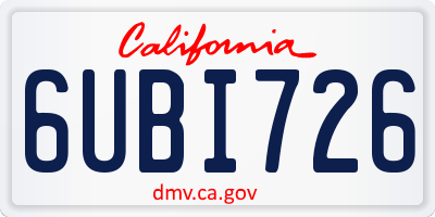 CA license plate 6UBI726