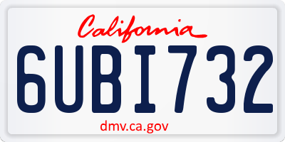 CA license plate 6UBI732