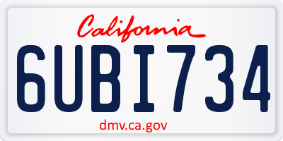 CA license plate 6UBI734