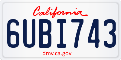 CA license plate 6UBI743