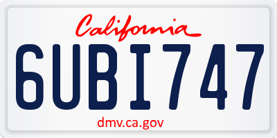 CA license plate 6UBI747