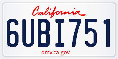 CA license plate 6UBI751