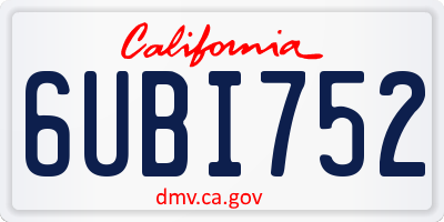 CA license plate 6UBI752