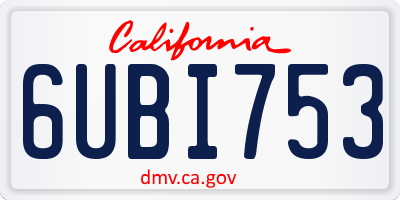 CA license plate 6UBI753