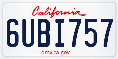 CA license plate 6UBI757