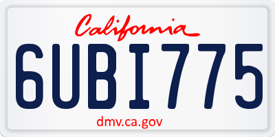 CA license plate 6UBI775