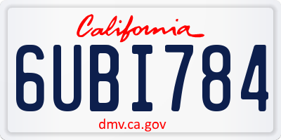 CA license plate 6UBI784