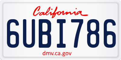 CA license plate 6UBI786