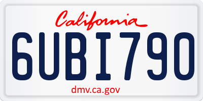 CA license plate 6UBI790