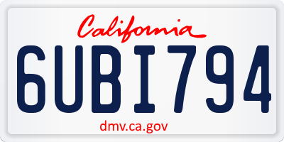 CA license plate 6UBI794