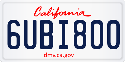 CA license plate 6UBI800