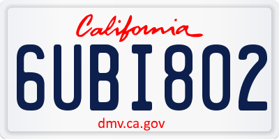 CA license plate 6UBI802
