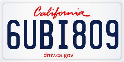 CA license plate 6UBI809