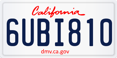CA license plate 6UBI810