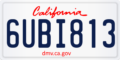 CA license plate 6UBI813