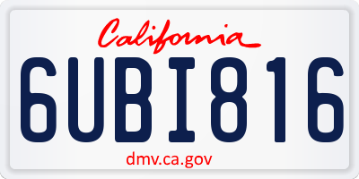 CA license plate 6UBI816