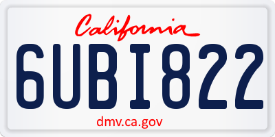 CA license plate 6UBI822