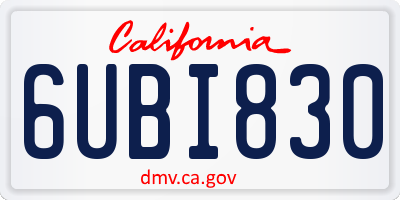 CA license plate 6UBI830