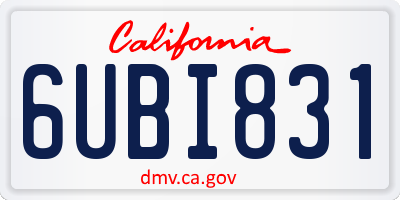 CA license plate 6UBI831