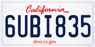 CA license plate 6UBI835