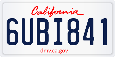 CA license plate 6UBI841