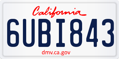 CA license plate 6UBI843