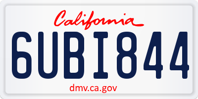 CA license plate 6UBI844