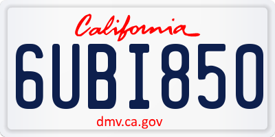 CA license plate 6UBI850