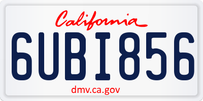 CA license plate 6UBI856